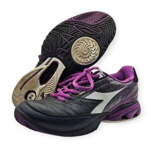 Diadora‎ S. Star K Elite Sneakers Shoes Women's 8 Black Purple Tennis Ortholite